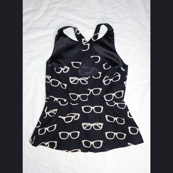 Eva Franco Black & White Sunglass Print Top - Sz 4 - Picture 3 of 5